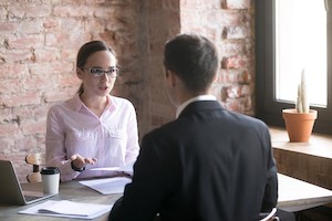 Accountant meeting with client