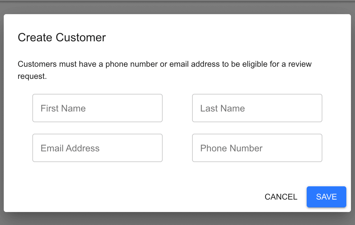 Add single customer form screenshot